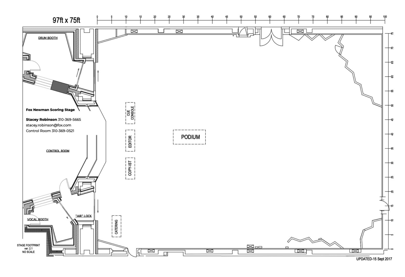 Architectural floor plan of a building showing multiple rooms, a lounge, and a large stage labeled 'Hawks Stage'.